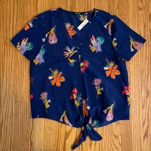 Madewell Navy Silk Top